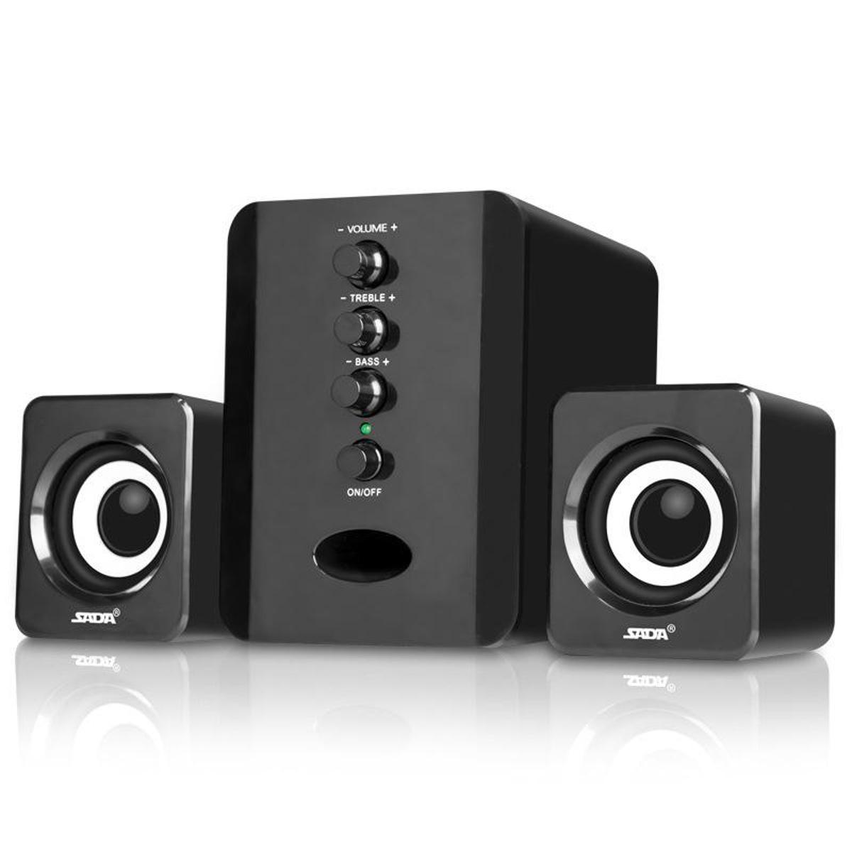 SADA Full Range 3D Stereo Subwoofer 2.1 Small PC Speaker Portable Bass Music DJ USB Computer Speakers for Laptop Phone TV