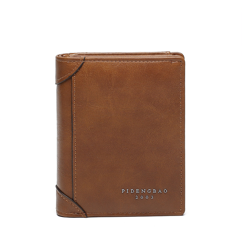 Cross-border retro casual men's wallet, men's card, wallet, wallet, vertical two-fold, men's short wallet, wallet