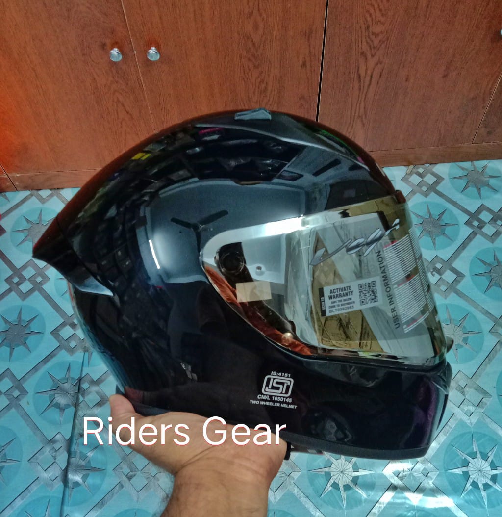 Bolt Bunny with Dual Certification Glossy Black FullFace Helmet. 