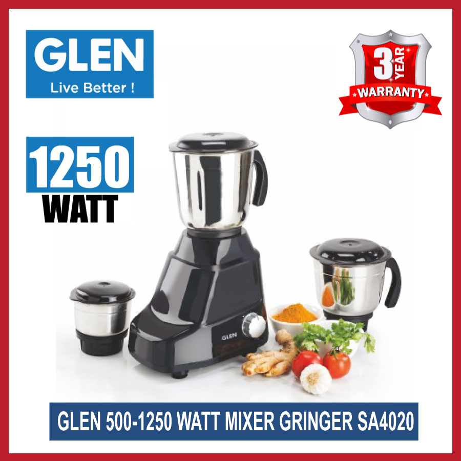 Glen 1250W Mixer Grinder with 3 Jars (SA4020). 