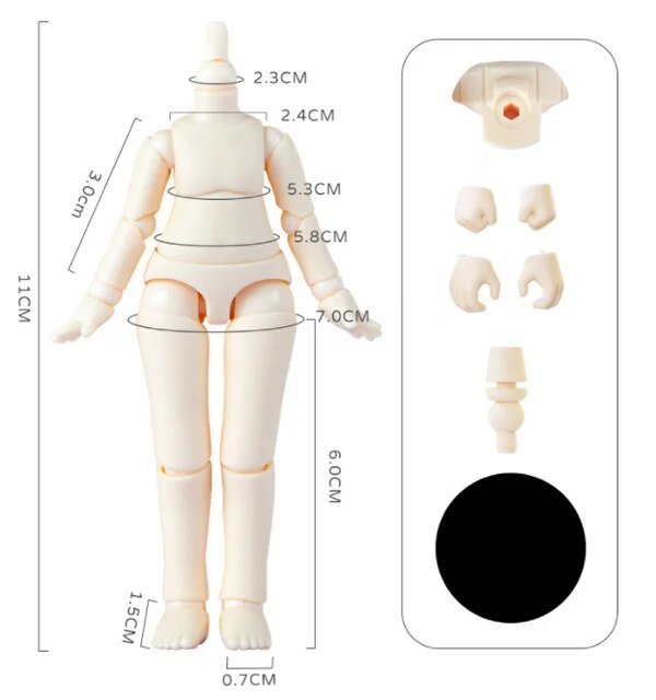 YmY Ob11 Doll Body for Gsc Head 1/12 bjd Obitsu 11 Repories Joint Hand nendoroid Toys Accessories can Replacement. 