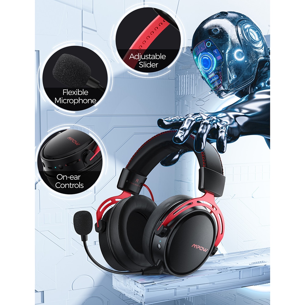 Mpow Air 2.4G Wireless Gaming Headset for PS5/PS4/PC Computer Headphone with Noise Cancelling Mic USB Transmitter for PC Gamer. 