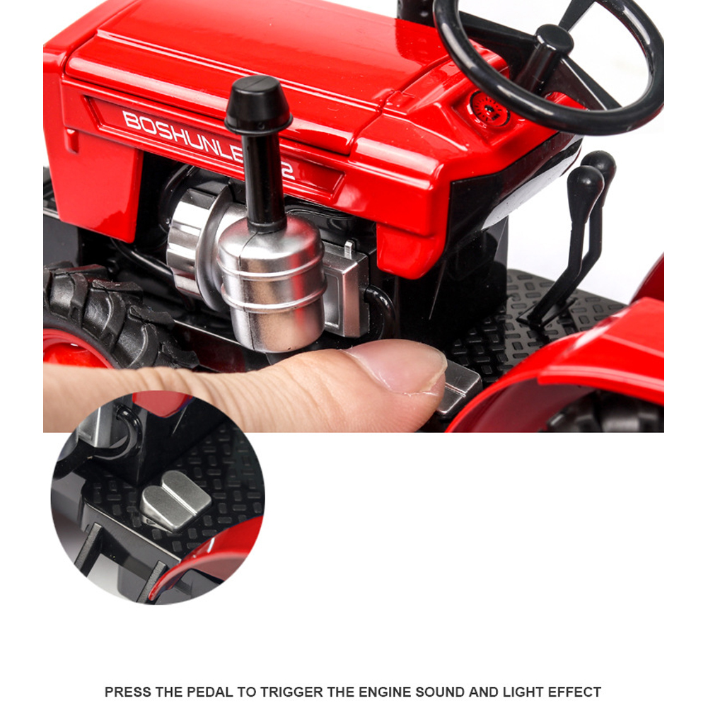 1:32 Simulation Farm Tractor Car Model Light Sound Effect Doors Open Alloy Pull Back Auto Toy Gift Collection. 