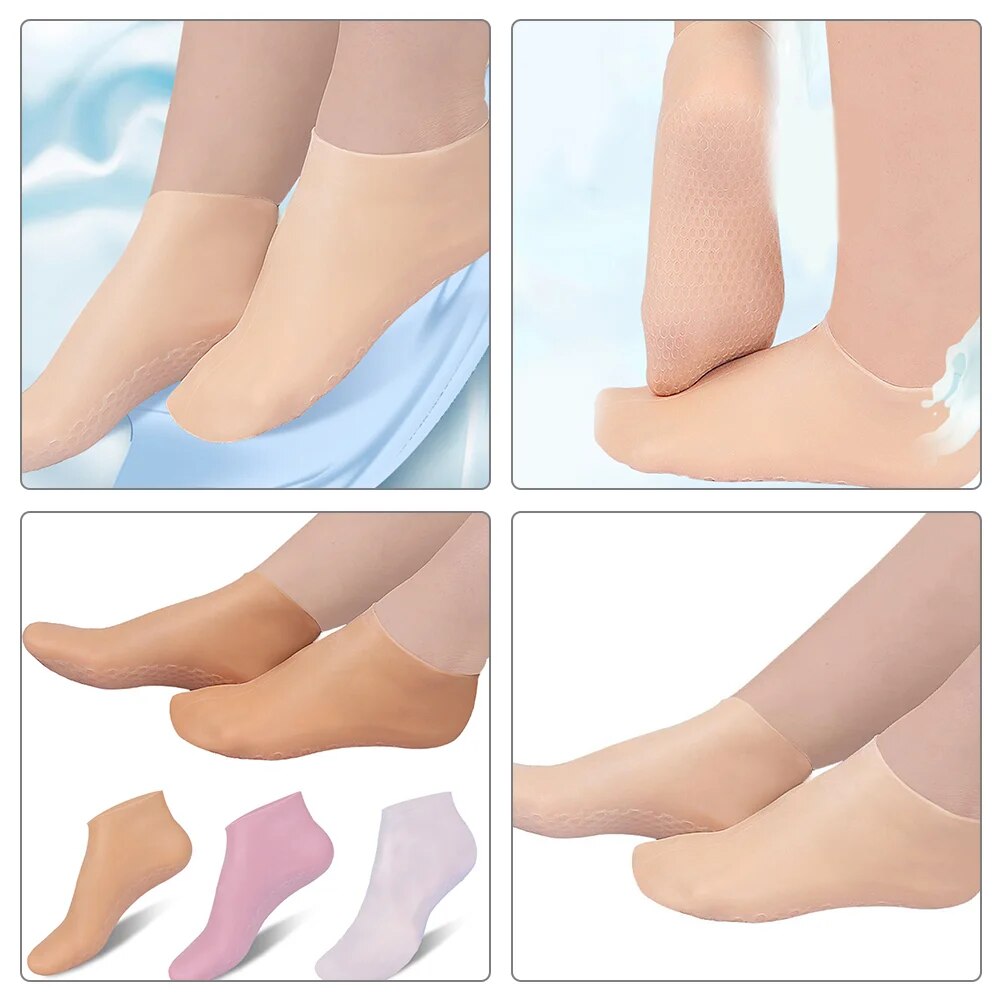 3 Pairs Moisturizing Socks Moisture for Dry Feet Overnight Moisturizer Lotion Aloe Damping Cracked Heel Gel Women Foot Care. 