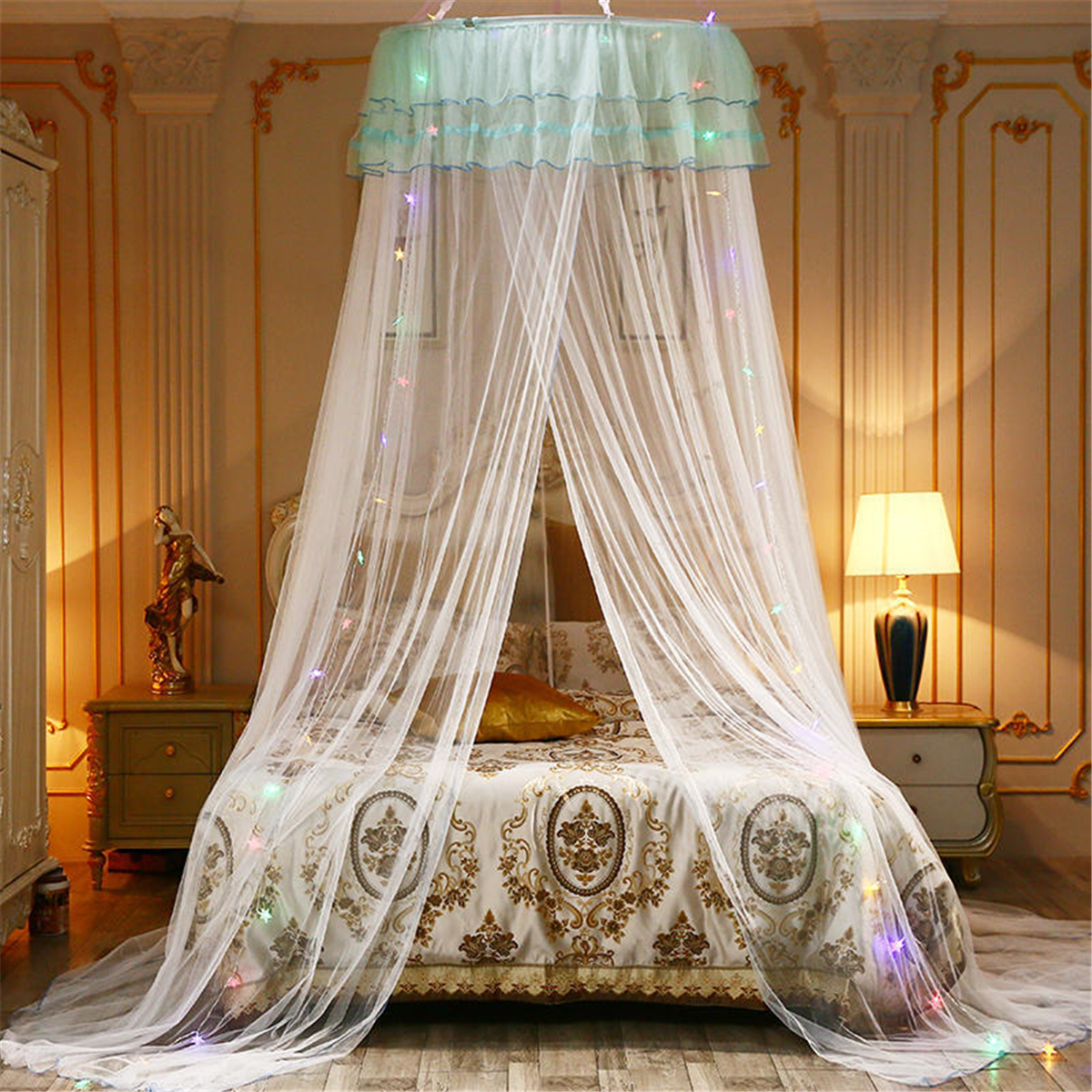 【Toy life hall】Comfortable Ceiling-Mounted Mosquito Net Free Installation Home Dome Foldable Canopy Princess Mosquito Net Mosquito Netting for 1.5-2.0m bed