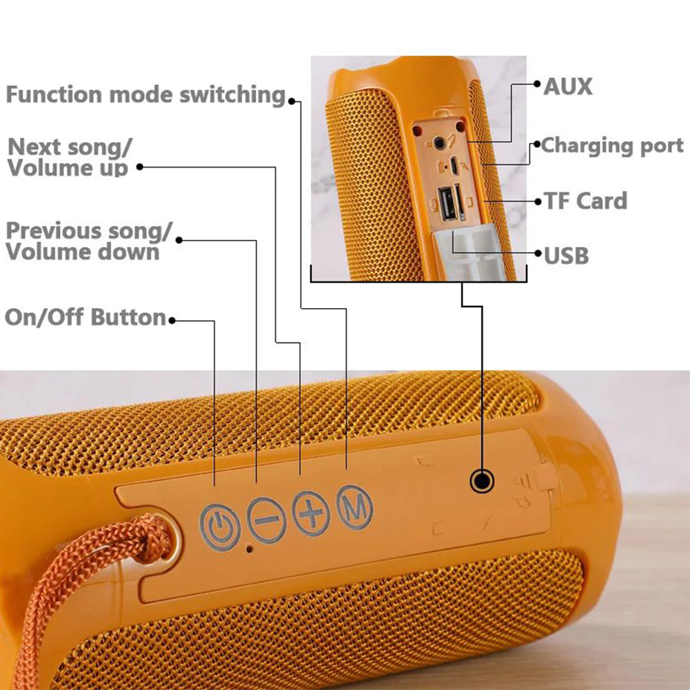 TG191 Portable Speaker Surround Stereo Sound Speaker Long Playtime Cylindrical Button Control Wireless Speaker Memory Card USB Disk MP3 Audio Player For Outdoor Sports Home Parties. 