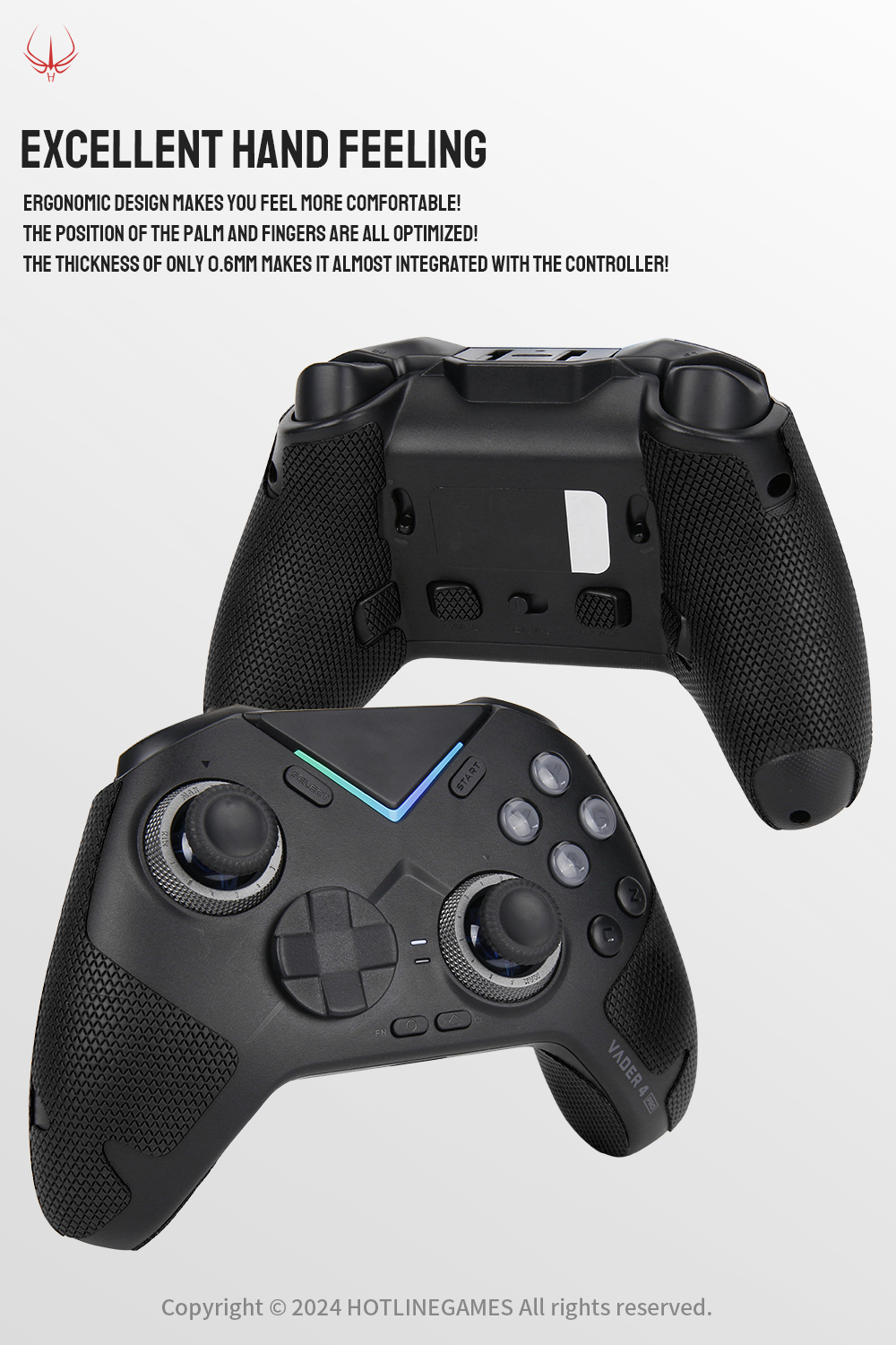 HOTLINE GAMES 2.0 PLUS Controller Grip Tape Compatible With Flydigi Vader 3 / 4 Pro Controller,Non-Slip,Moisture Wicking. 