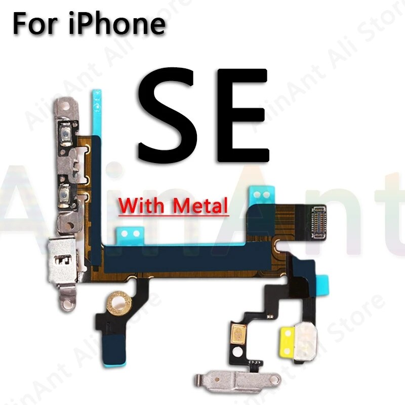 Original Mute Volume Power Buttons key Switch Flex Cable For iPhone 5s SE 6s 7 8 Plus SE2 2020 2022 Power Flex Repair Parts. 