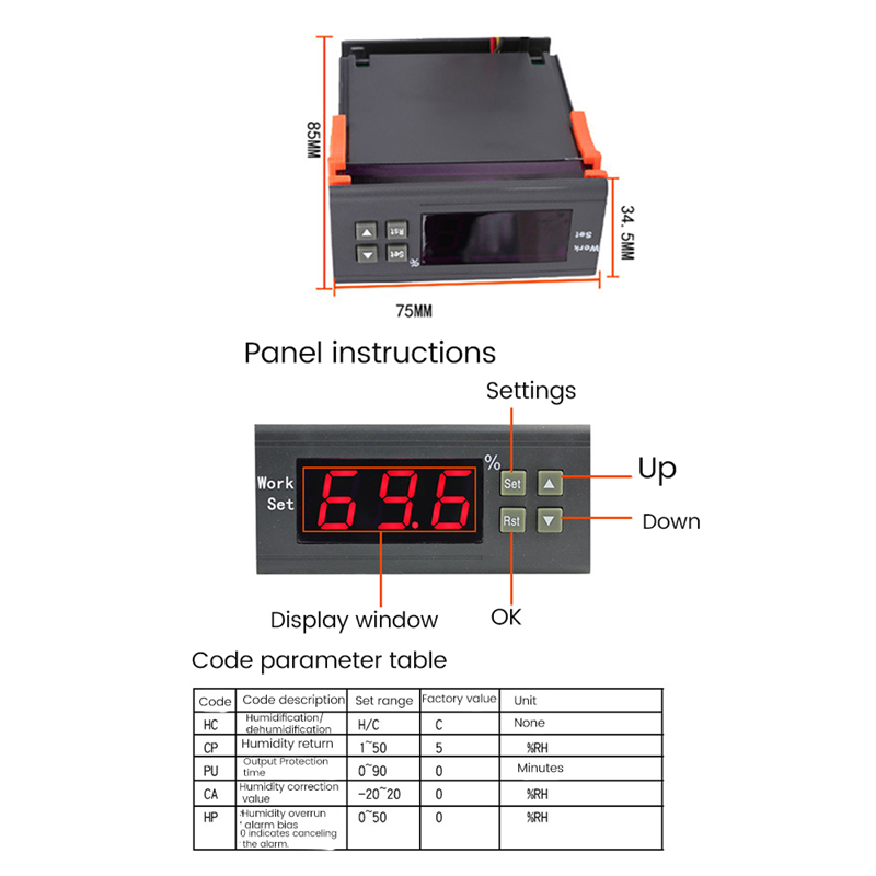 WH8040 Digital Humidity Controller 1-99% 220V. 