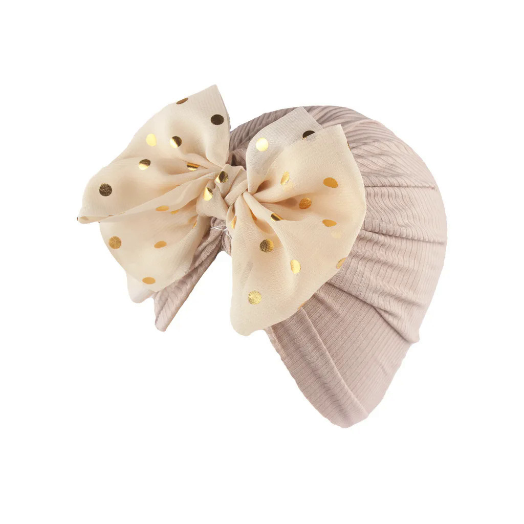 【Pioneer Gong】Lovely Shiny Bowknot Baby Hat Cute Solid Color Baby Girls Boys Hat Turban Soft Newborn Infant Cap Beanies Head Wraps. 