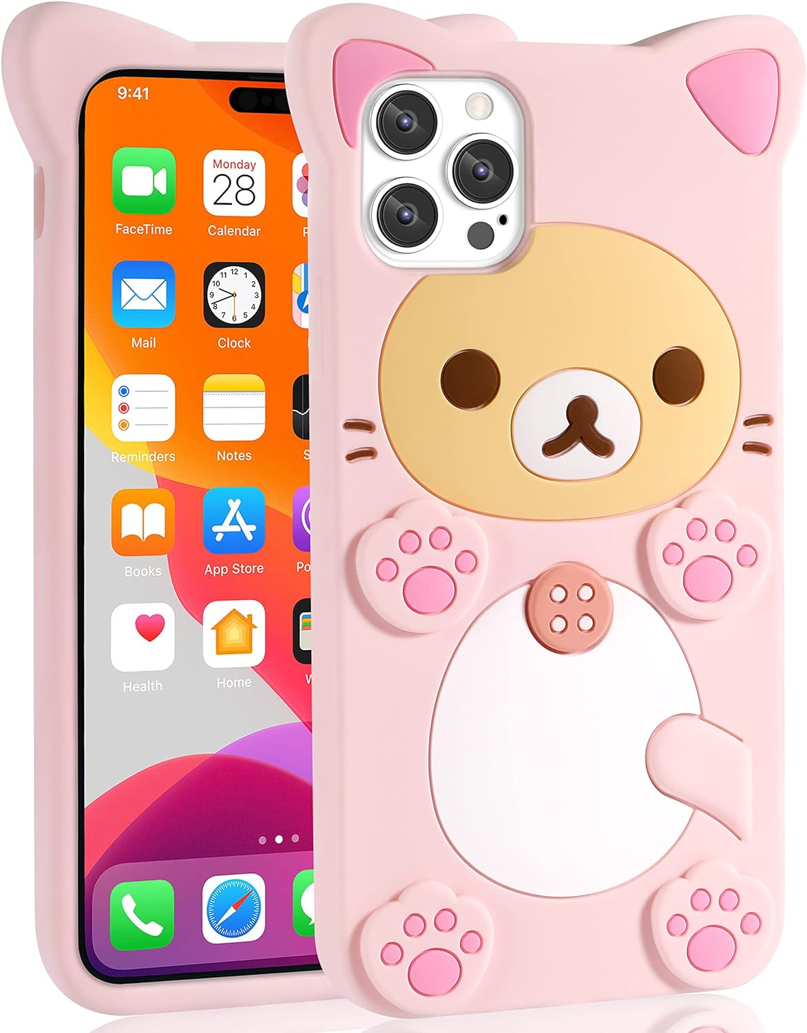 Rilakkuma Cat Bear For iPhone 16 15 14 13 12 11 Pro Max Xs XR 6 7 8 Silicone Soft Cover Case. 