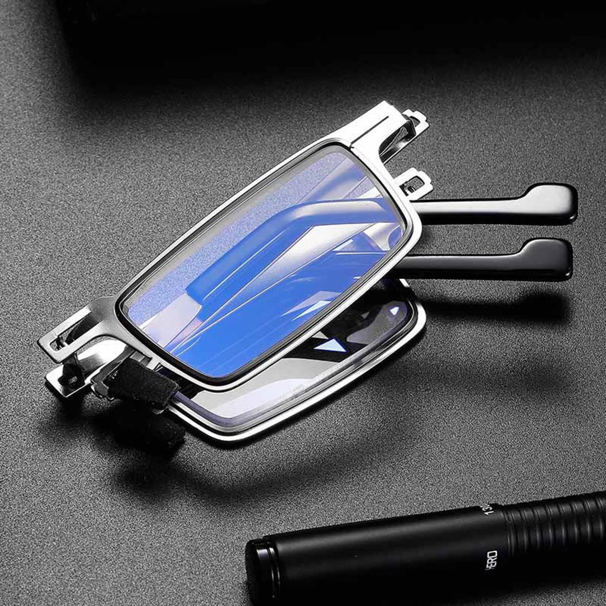Folding Reading Glasses Metal Rectangular Women Men Hyperopia Foldable Eyeglasses Diopte From +100 To +400