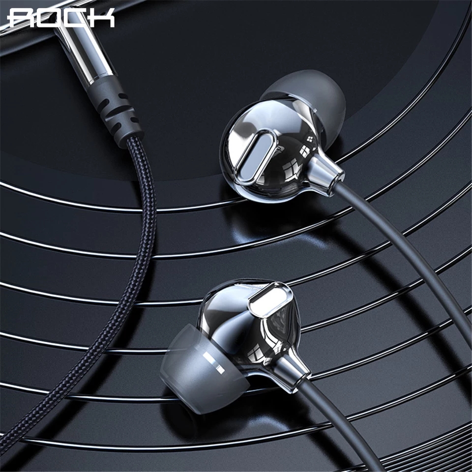 rock obsidian stereo earphone