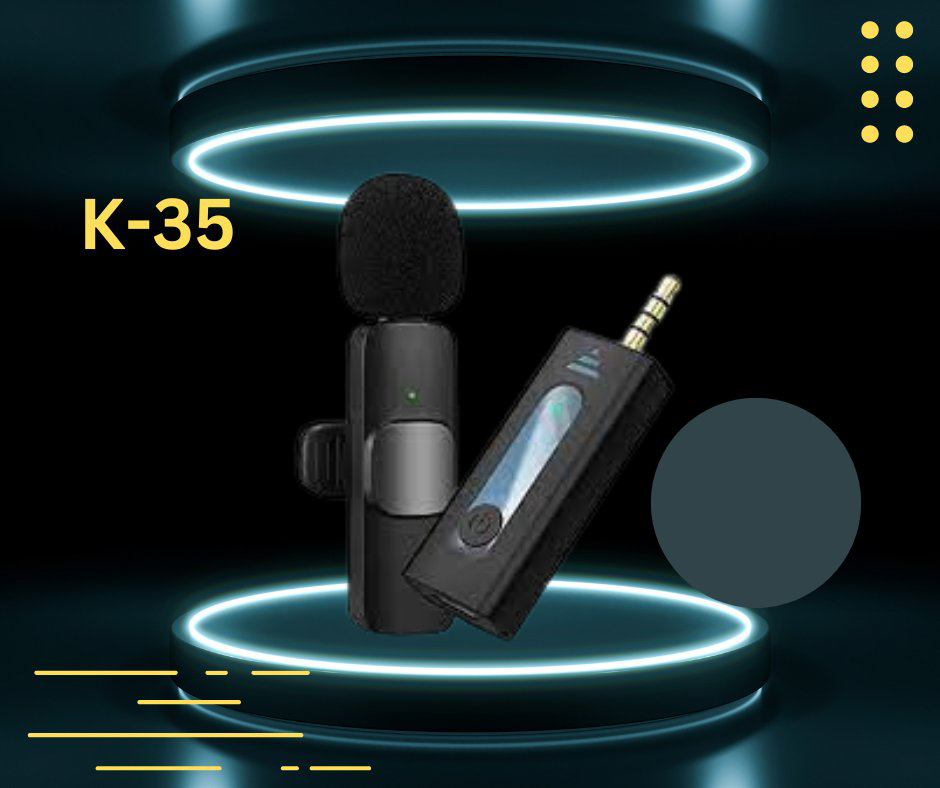 K35 Single Wireless Microphone 3.5mm Supported for Camera, Sound card, Smartphone (Single Mic, single receiver). 