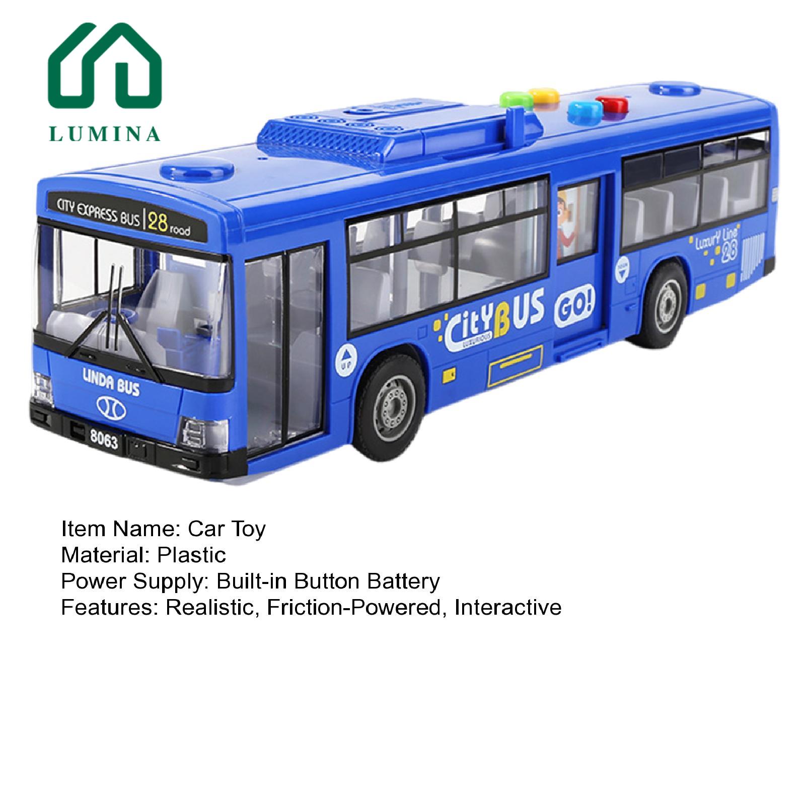 Lumina Interactive Toy Bus for Kids Realistic Model Bus Toy with Lights Sounds Friction-powered Movement Perfect Gift for Kids in Asia Realistic Design Toy Bus. 
