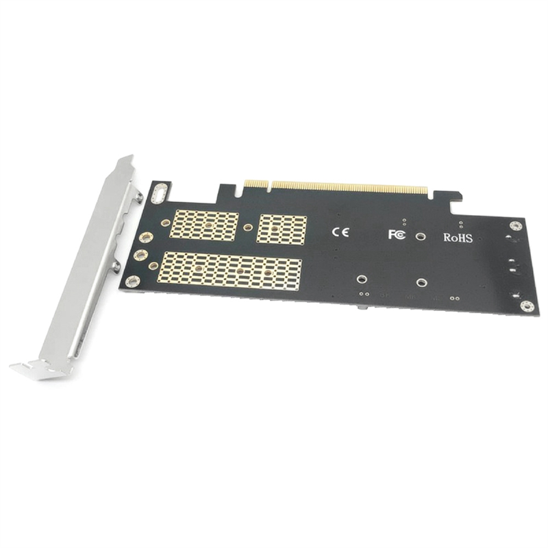 3 in 1 Desktop Computer Riser Card PCIE X16 to M.2 M Key NVME SSD M.2 B Key SATA SSD Adapter Card. 