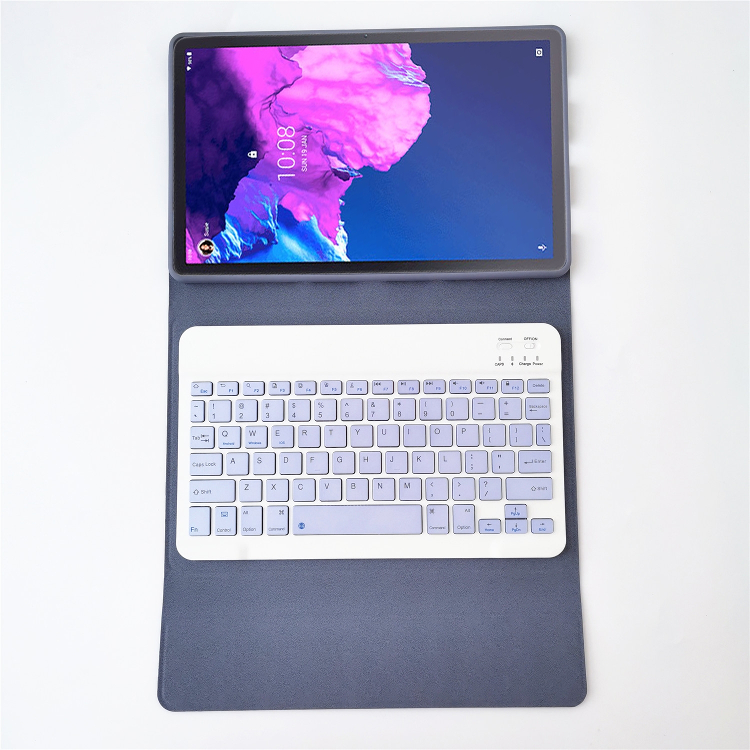 For Lenovo Pad Tab P11 11 inch TB-J606F LX110 Solid Color Detachable Square Keycap Bluetooth Keyboard Leather Tablet Case with Stand(Pink). 