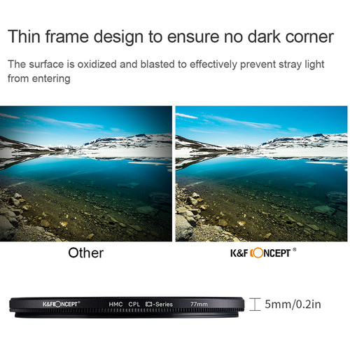 K&F Concept 55mm KF01.1436 HMC Classic Series Slim Multicoated Circular Polarizer CPL Filter. 