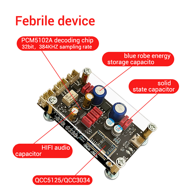 BRADOO - Qualcomm QCC5125 Bluetooth 5.1 Lossless Decoding Board LDAC Audio Decoder Board. 