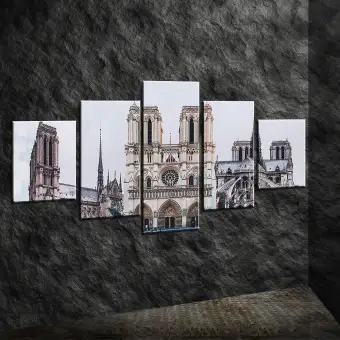 5 Pcs Unframed Canvas Print Paintings Notre Dame De Paris Home