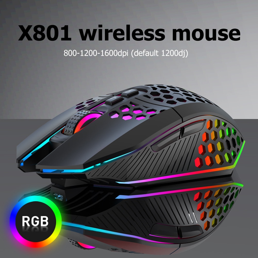 Wireless Gaming Mouse 1600 DPI Adjustable Computer 3 Gears X801 8 Buttons Mice for Household Computer Accessories