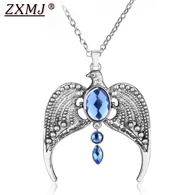 ZXMJ Harried Ravenclaw Eagle Necklace Potter Vintage Charm Pendant For Men & Women Jewelry Two colors Eagle Crown Diadem Crystal