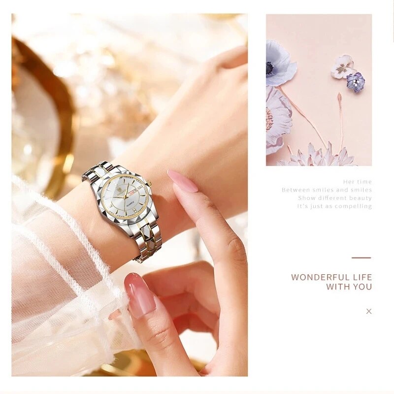 BINBOND Luxury Ms. Watches Business Top Brand Ms. Wristwatch Waterproof Luminous Date Week Quartz Ms. Watch High Quality. 