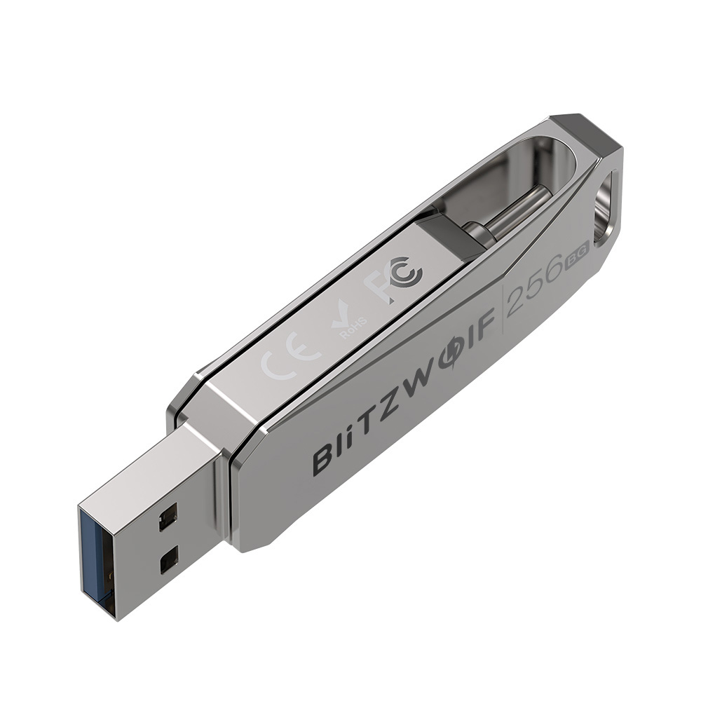 BlitzWolf BW-UPC2 256GB USB Disk 2 in 1 Type-C USB3.0 Flash Drive Ultra-fast Transmission 360° Rotation Zinc Alloy 256GB. 