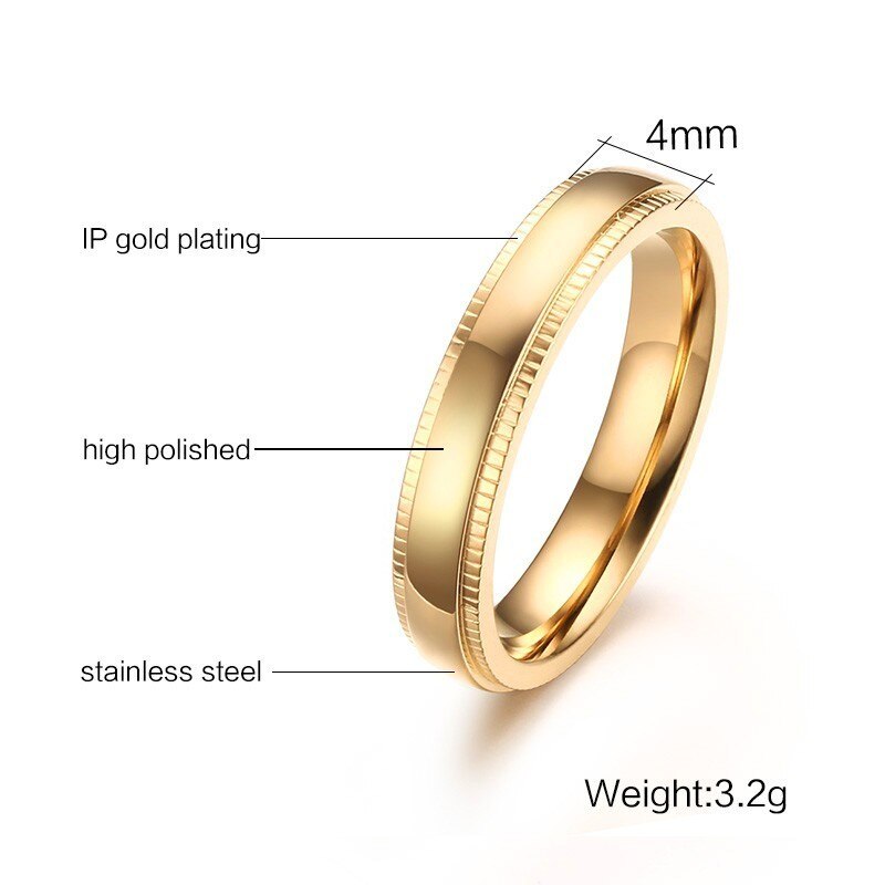 Vnox Mens Little Finger Ring Gold Color Stainless Steel anillo masculino Male Jewelry. 