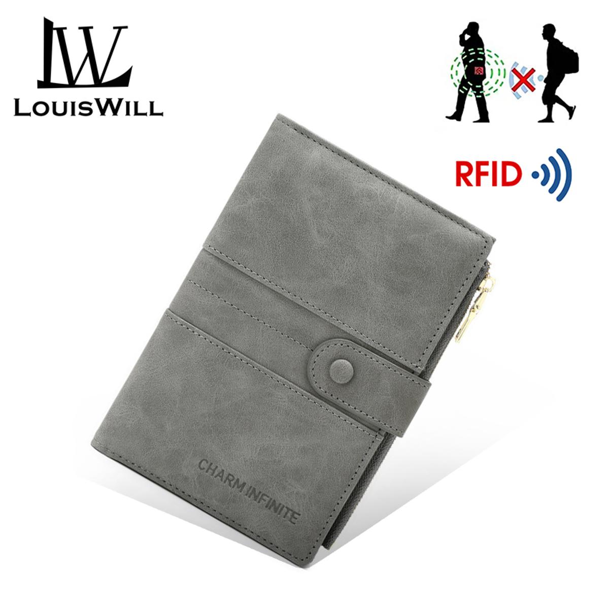 LouisWill Wallet RFI-D Card Case Matte Anti-que PU Wallet AntiThe-ft Bru-sh Pas-sport Holder Multi-Function Certificate Bag Business Wallets Co-in Bag Zipper Multi-Card Position I-D Cre-dit Cards Holders