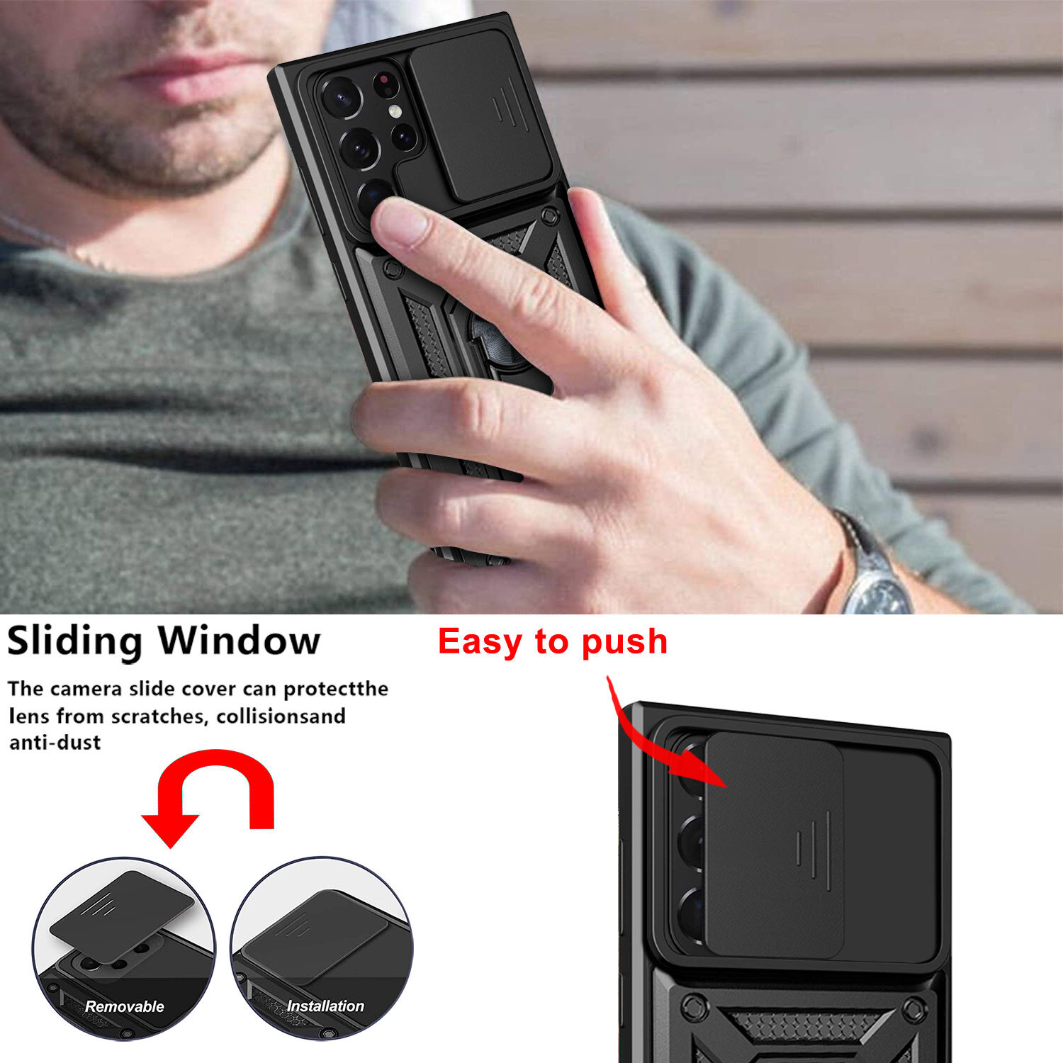 For Nokia G10 Case Armor Ring Slide Push Pull Window Camera Protect Ring Kickstand For Nokia G20 Cover. 