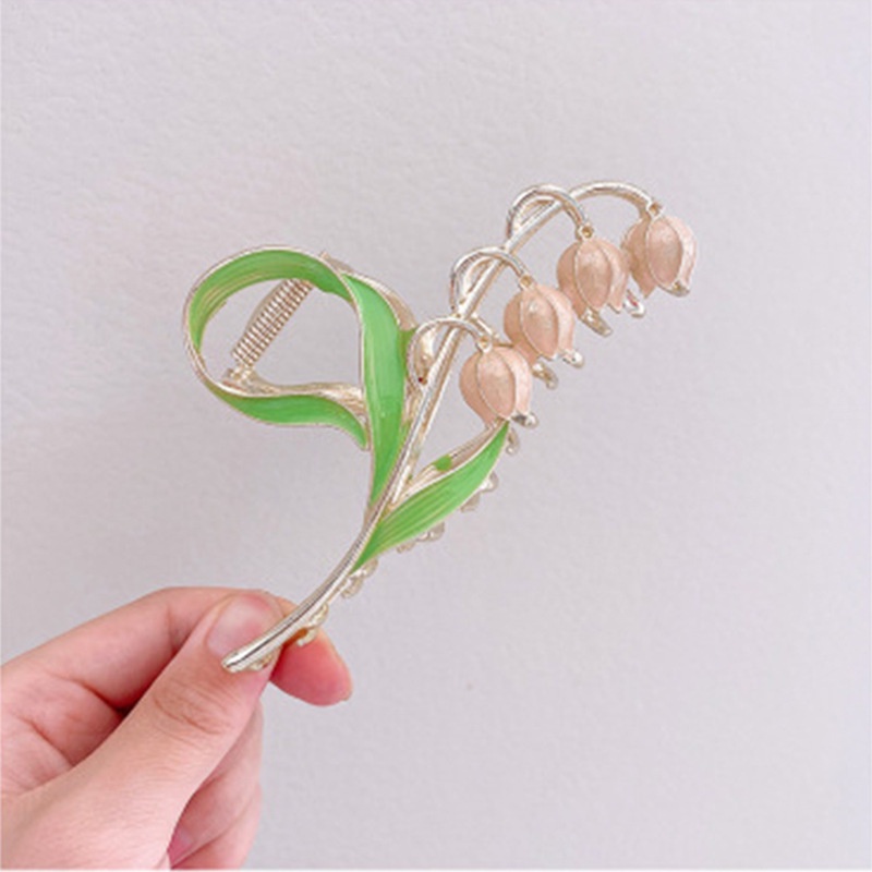 New 2023 Lily of The Valley Flower Leaf Hair Clip Large Enamel Hairpin