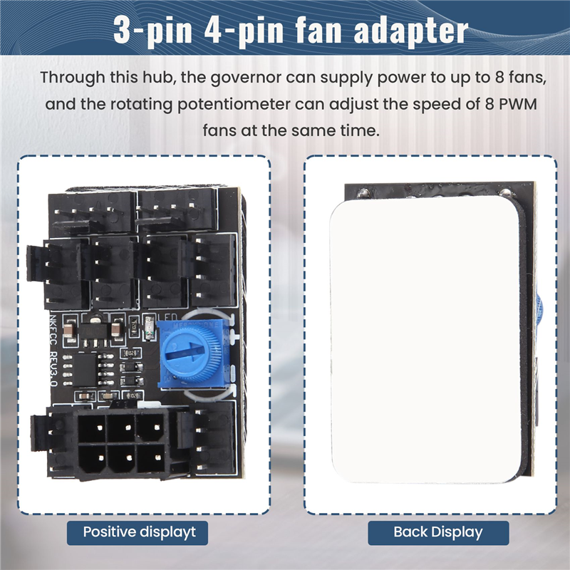 3-Pin 4-Pin Fan Adapter PC Case Cooling Fan Hub with 6-Pin Power Port. 