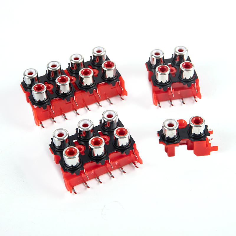 2Pcs 2P 4P 6P 8P RCA Female Audio Video Plug AV Connector Socket Connector AV2-8.4-13 Red PCB Parts Tetuo. 