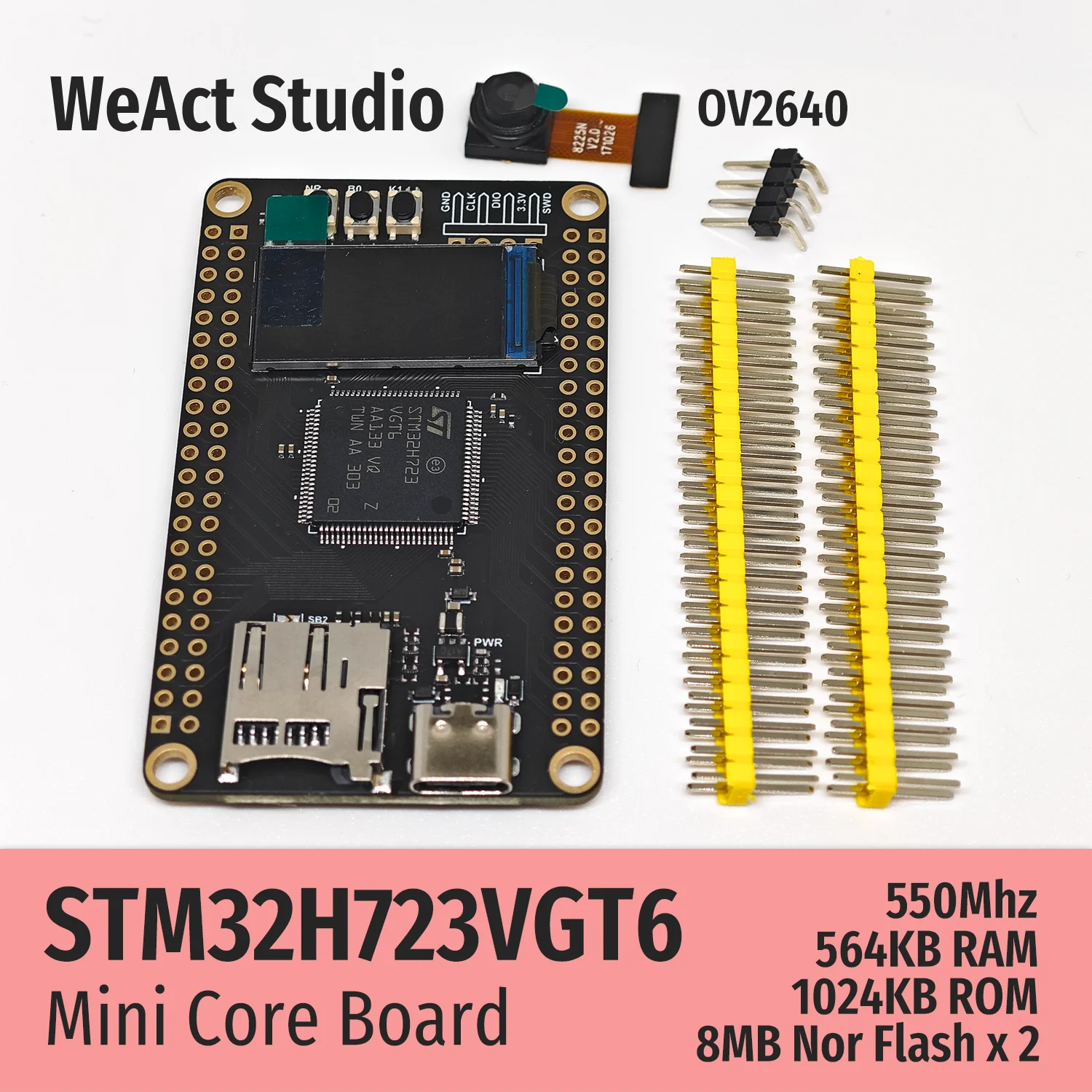 WeAct STM32H723VGT6 STM32H723 STM32H7 STM32 Core Board Demo Board. 