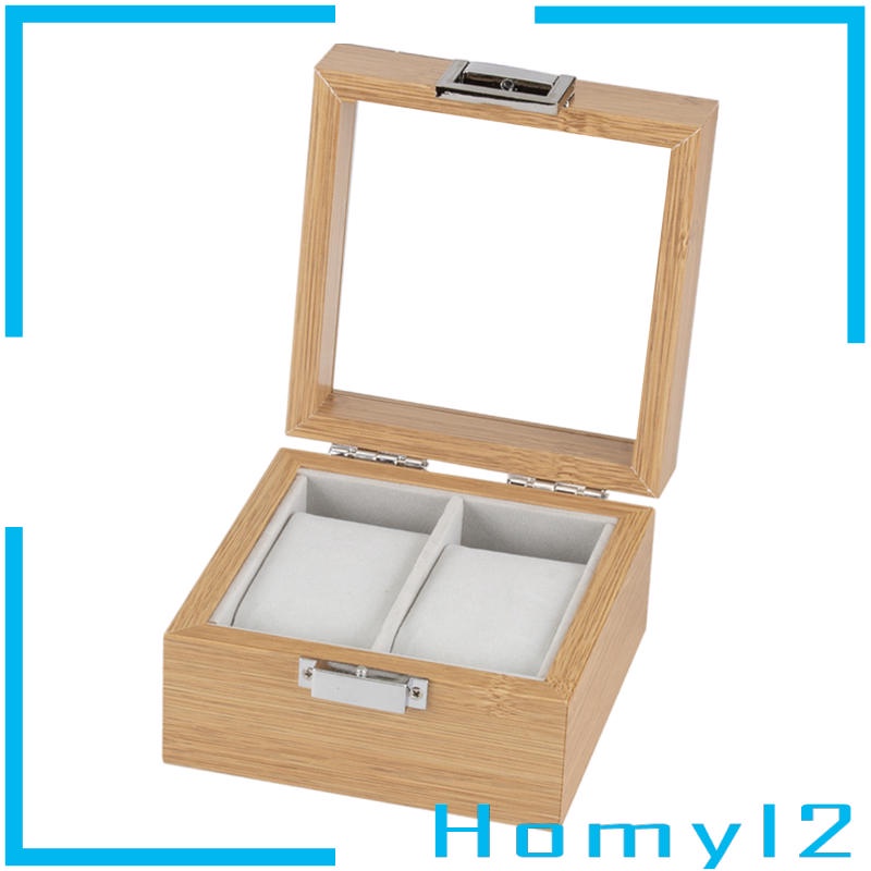 [HOMYL2] Wooden Watch Box with Mirror Soft Pillow Organizer Storage and Display. 