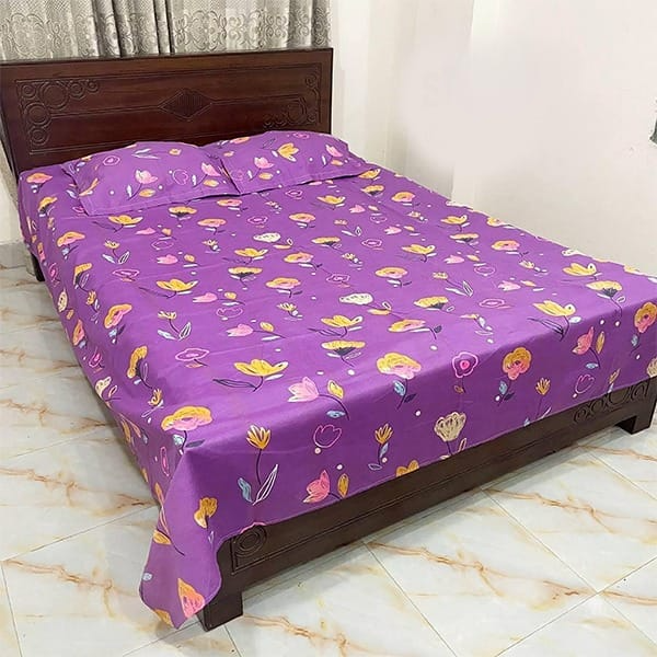 King Size Bedsheet Set with Two Pillow Covers Bed Sheet 7 Feet by 8.5 Feet (7 x 8.5 Feet)