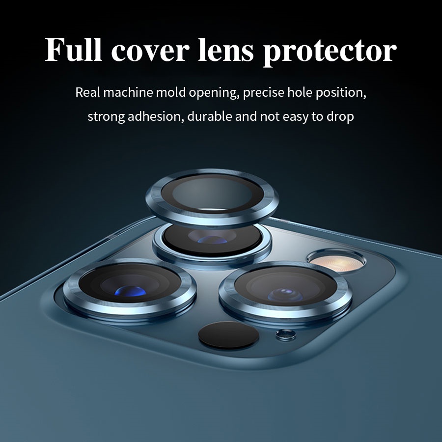 For iPhone 11 12 13 14 Pro Max Mini Plus Metal Tempered Glass Protective Ring Anti Scratch Shell Full Cover 3D Camera Lens Protector Case. 