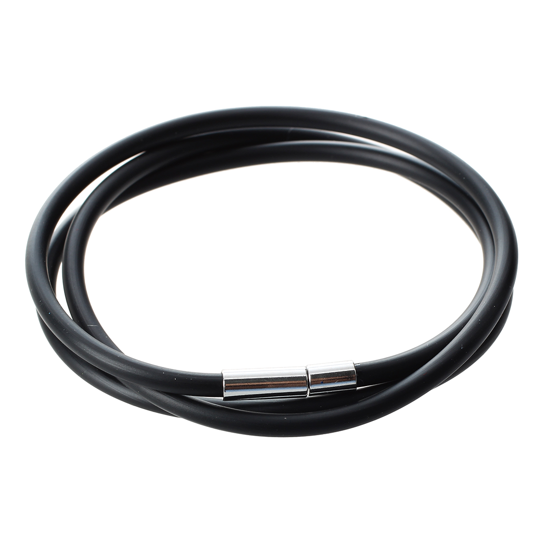 3mm Black Rubber Cord Necklace with Stainless Steel Closure - 22 Inch