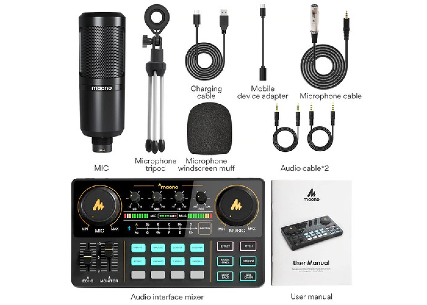MAONO AU-AM200 S1 MAONOCASTER Lite Portable All-In-One Podcast Production Studio. 