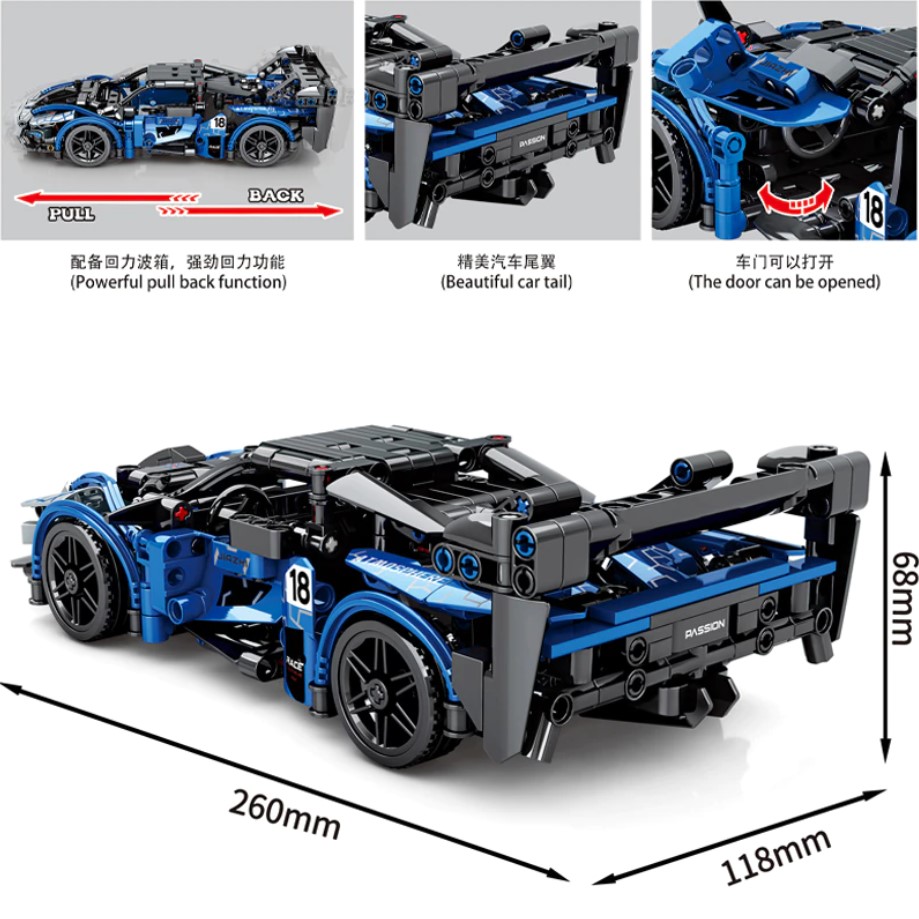491 Pcs Technic McLaren Senna GTR Toy Car Lego Model Building Kit Build and Display an Authentic McLaren Supercar. 