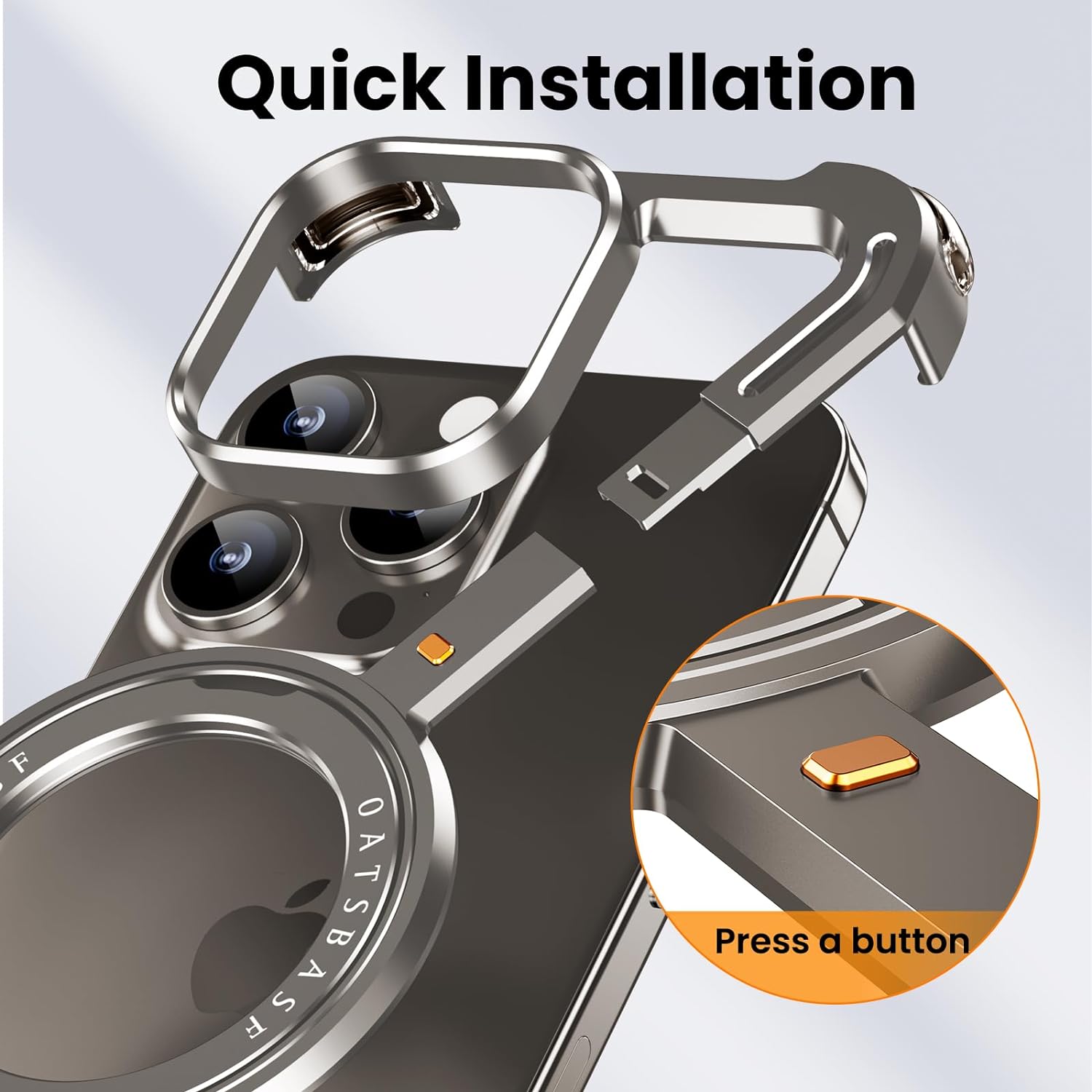 Metal Magnetic Case for iPhone 15 Pro Max 14 13 Z Shape Frameless Design 360° Rotation Kickstand. 