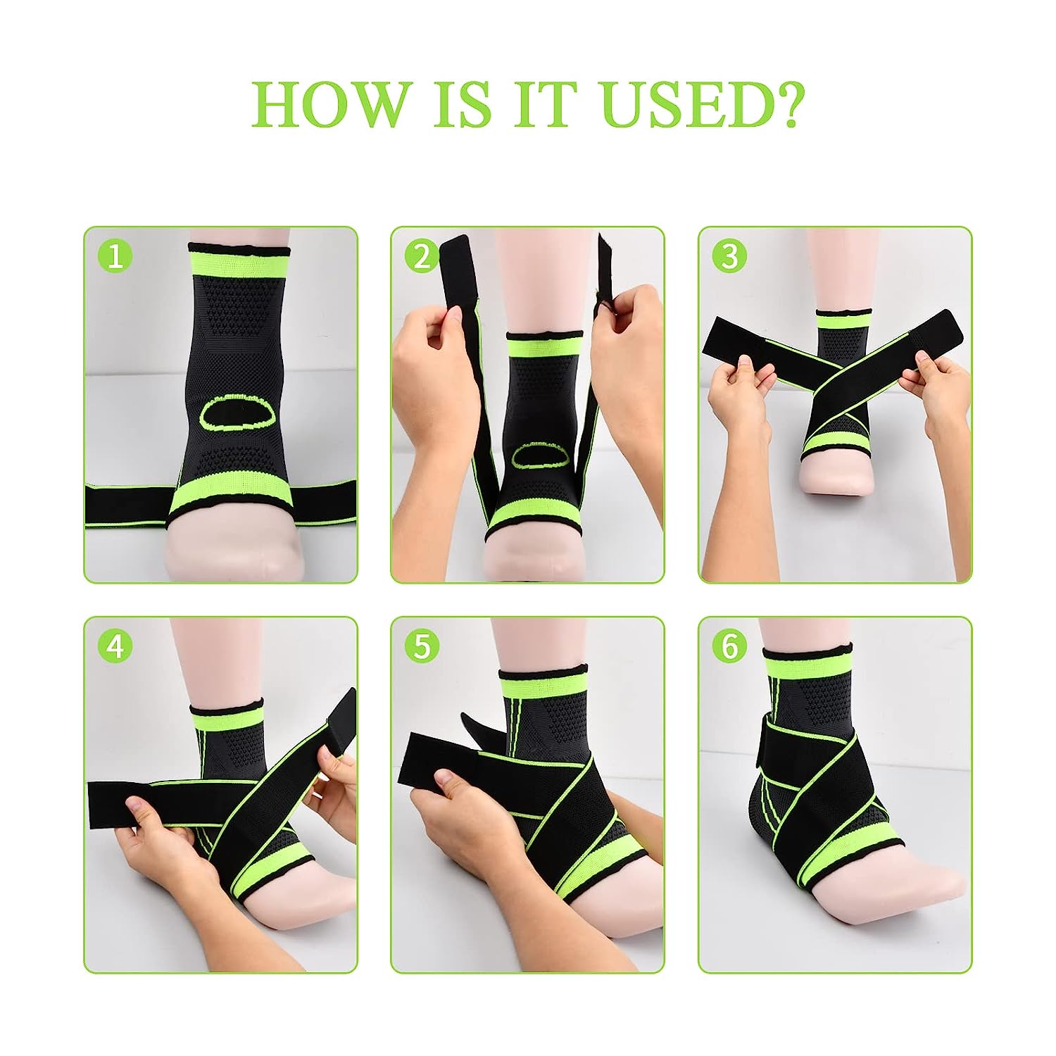 Ankle Brace, Ankle Support with Adjustable Strap for Weak Ankles, Sleeve Socks for Ligament Damage, Sprained Ankle, Plantar Fasciitis, Achilles Tendonitis, One Size for Men & Women. 
