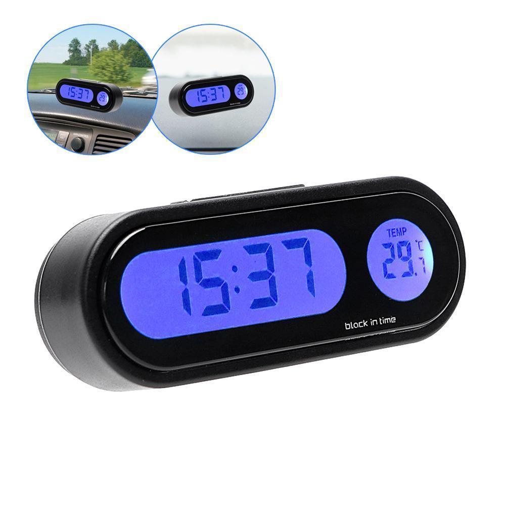 Car Mini Electronic Clock Time Watch Auto Dashboard Clocks Luminous Thermometer Black Digital Display Car Accessories. 