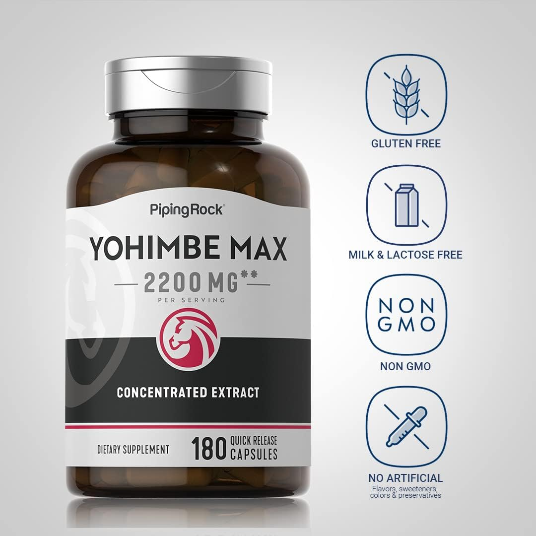 Piping Rock Yohimbe Max 2200mg - 180 Capsules. 
