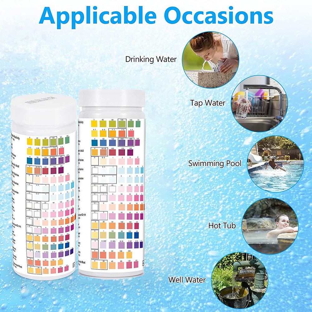 16 in 1 Drinking Water Test Kit, Water Testing Kits for Drinking Water 100 PCS Water Quality Test Strips,Free Chlorine. 