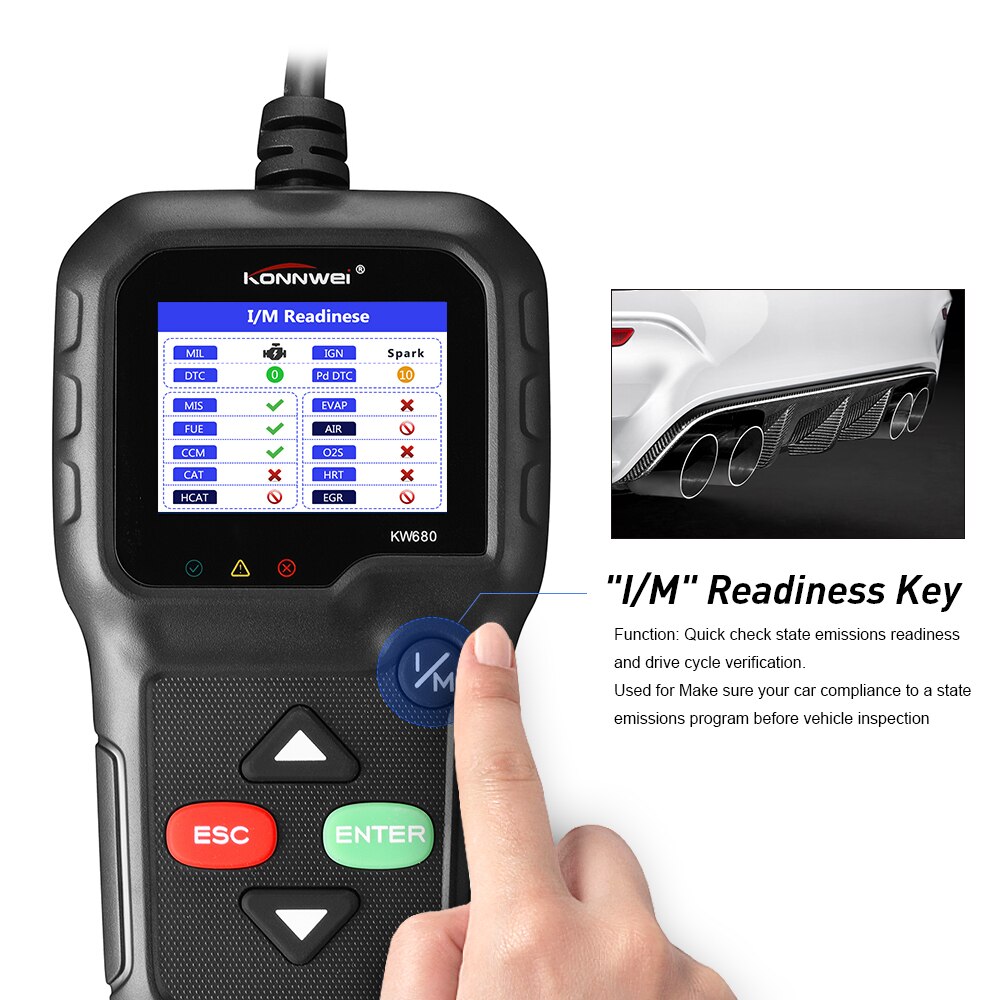 KONNWEI KW680 OBD2 Scanner OBDII Car Diagnostic Auto Diagnostic Tools Russian Language Car Scanner Tool Diagnostic code reader. 