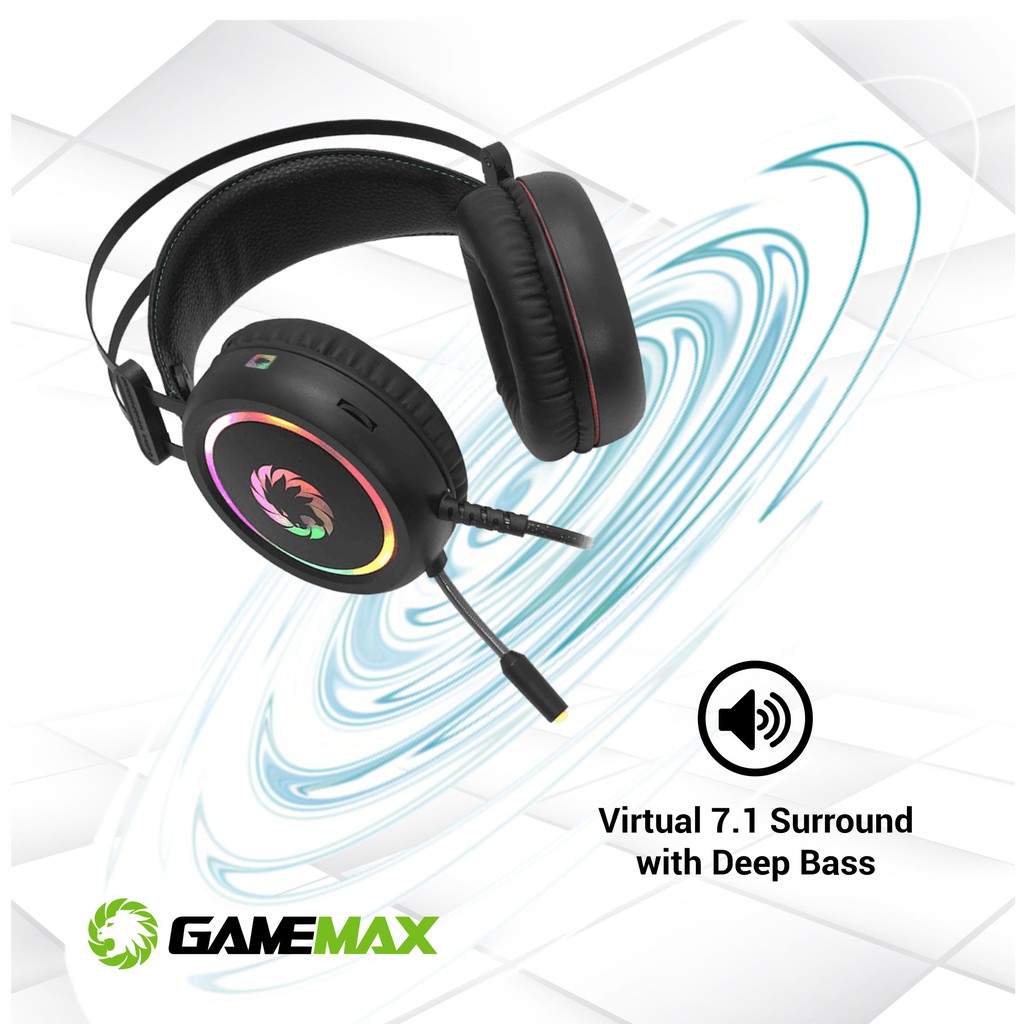 GameMax HG3500 7.1 Virtual Surround ARGB Gaming Headset With Built-In Microphone. 