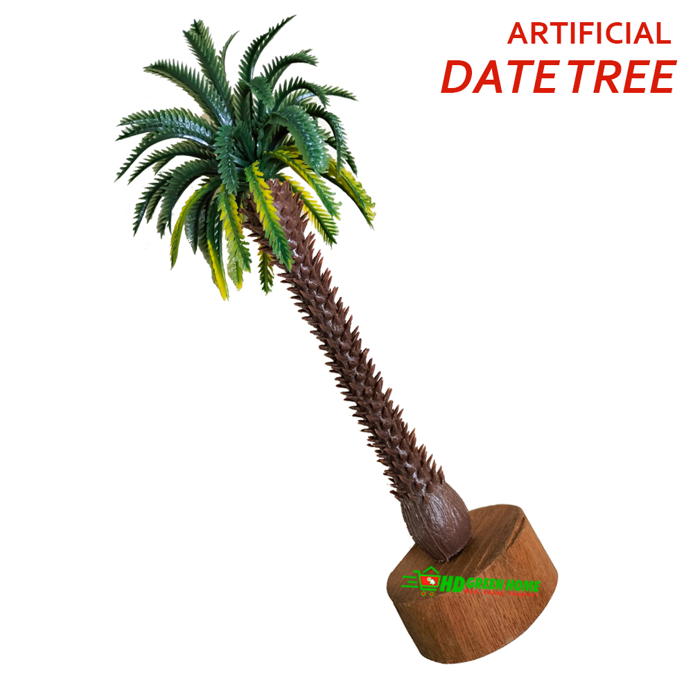Artificial Coconut/Date/Palm Tree with Wood Stand Decorative Miniature Plastic Plant Trees