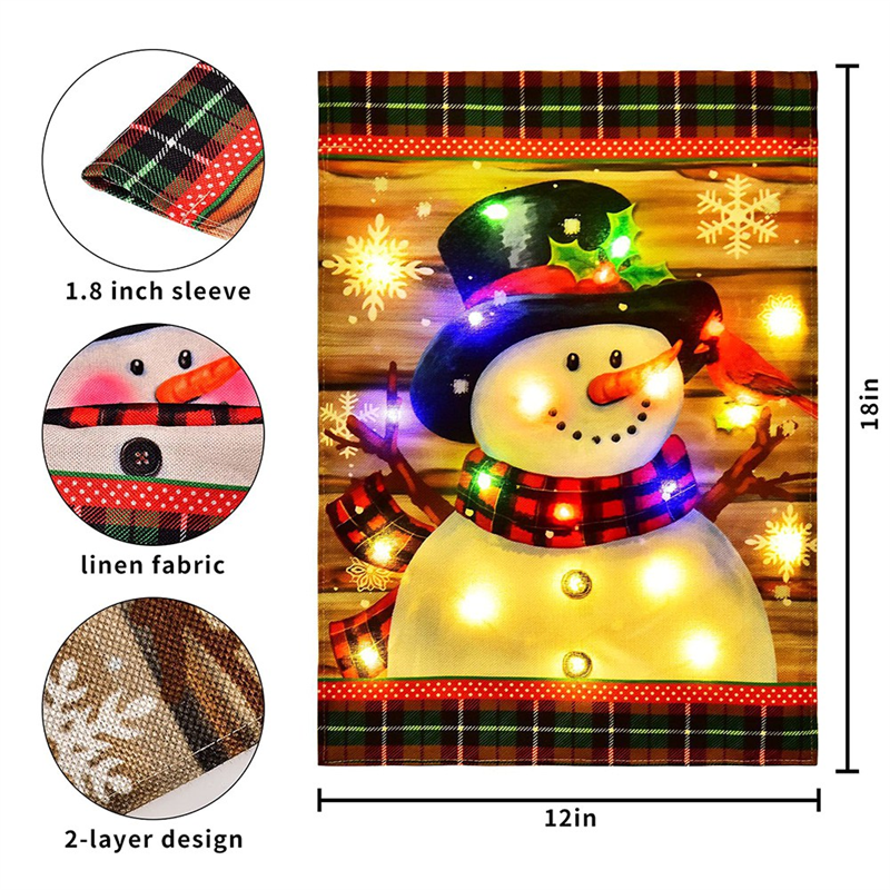 Lighted Winter Garden Flag for Outside Led Garden Flag 12X18In Double Sided for Yard Garden Lawn